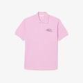 Camiseta Polo Lacoste Classic Fit com Gráfico de Branding Unissex ROSA