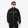 Blusão Moletom com Zíper e Detalhes Contrastantes Lacoste Masculino PRETO