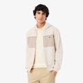 Blusão Moletom com Zíper e Blocos de Cor Lacoste Masculino BEGE