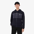 Blusão Moletom com Zíper e Blocos de Cor Lacoste Masculino PRETO/CINZA