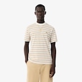 Opção de cor MARROM de Camiseta de Algodão Listrada Lacoste Masculina