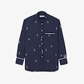 Camisa Oversized com Motivos Jacquard Lacoste Masculina AZUL ESC/BRANCO