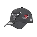 Boné Masculino New Era 940A-Frame Planets Chicago Bulls Aba Curva CINZA ESCURO