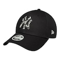 Boné Feminino New Era 940 New York Yankees Animal Infill Aba Curva PRETO
