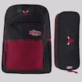 Kit Mochila e Estojo NBA Chicago Bulls Unissex PRETO