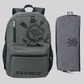 Kit Mochila e Estojo Corinthians Adulto CINZA