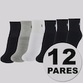 Kit 12 pares de Meias Cano Médio Lupo AM Sport Unissex BRANCO
