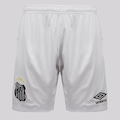 Calção do Santos Oficial I 2025 Umbro Masculino BRANCO