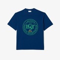 Camiseta Masculina Estampada De Malha De Caimento Solto Lacoste AZUL