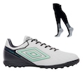 Kit Chuteira Society Adulto Umbro Adamant Masterclass Club e Meião BRANCO/PRETO