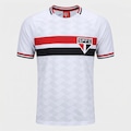 Camiseta de São Paulo Bench Raglan - Masculina BRANCO/VERMELHO