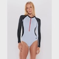 Body Manga Longa Body for Sure Venice Beach - Feminino BRANCO/MARINHO/AMARE