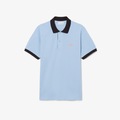 Camiseta Polo Classic Fit com Acabamento Canelado Contrastante Masculina AZUL CLA/MARROM ESC