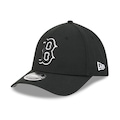 Boné Unissex New Era 39THIRTY M-Crown Boston Red Sox MLB Aba Curva PRETO