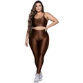 Conjunto Fitness Plus Size Top e Calça New Zig 3D Vekyo MARROM