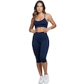 Conjunto Top Alça Fina + Bermuda Ciclista Feminino Vekyo AZUL ESCURO