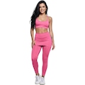 Conjunto Top Alça Fina e Calça Saia Suplex Vekyo Feminino ROSA