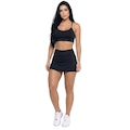 Conjunto Top Alça Fina e Short Saia Vekyo Feminino PRETO