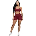 Conjunto Top Alça Fina sem Bojo e Short Suplex Vekyo Feminino VINHO