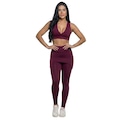 Conjunto Top Bojo e Calça Saia Tapa Bumbum Vekyo Feminino VINHO
