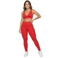 Conjunto Top Bojo Costa Cruzada e Calça Suplex Vekyo Feminino VERMELHO