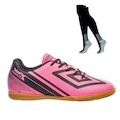 Kit Chuteira Futsal Umbro Kick e Meião Masculino ROSA/PRETO