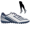 Kit Chuteira Society Umbro Kick e Meião - Masculino BRANCO/AZUL ESC