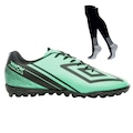 Kit Chuteira Society Umbro Kick e Meião - Masculino VERDE/PRETO