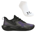 Kit Tênis Under Armour Layup e Meia - Masculino PRETO/ROXO
