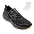 Tênis Masculino Running Mizuno PD Space 6 + Meia PRETO/OURO