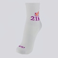 Meia Cano Medio Performance Running Poliamida 21Km Rikam Feminina BRANCO