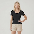 Camiseta Feminina Essentials Rib Fila PRETO