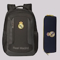 Kit Mochila Esportivo e Estojo Real Madrid FutFanatics PRETO