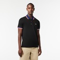 Camiseta Polo Masculina com Gola Contrastante Lacoste PRETO