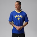 Camiseta Brasil Air Jordan 85 Crew Masculina AZUL/AMARELO