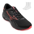 Tênis Masculino Mizuno PV Jet 8 e Meia MZ26 PRETO/VERMELHO
