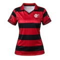 Camisa do Flamengo Polo Retrô 1996 Uniforme 1 Torcedora Betel - Feminina VERMELHO/PRETO
