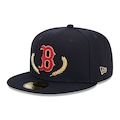 Boné Adulto New Era 59FIFTY Boston Red Sox Gold Leaf Aba Curva AZUL ESCURO