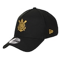 Boné do Corinthians Unissex New Era 9FORTY Aba Curva PRETO