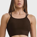 Top Cropped Caju Brasil Canelado Alças Duplas  - Feminina MARROM