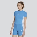 Camiseta Feminina Cropped 3 Stripes adidas AZUL