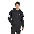 Jaqueta de Moletom com Capuz adidas Zíper Três Listras Future Icons - Masculina PRETO