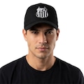Boné Aba Curva do Santos Torcedor Escudo Frontal Snapback PRETO
