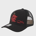 Boné Adulto Trucker Flamengo Zico Licenciado Aba Curva PRETO