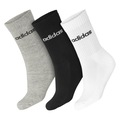 Kit de Meias adidas com 3 Peças Linear Crew Cano Médio - Unissex PRETO/CINZA/BRANCO