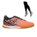Kit Chuteira de Futsal Adulta Adamant Top Speed Club e Meião - Umbro LARANJA/PRETO