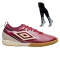 Kit Chuteira de Futsal Adulto Adamant Top Speed League E Meião - Umbro VINHO/BRANCO