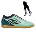 Kit Chuteira de Futsal Adulto Adamant Top Speed League E Meião - Umbro VERDE/PRETO