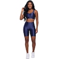 Conjunto Fitness Top e Bermuda New Zig 3D Vekyo Compressão Roupa Para Academia Treino Moda Feminina AZUL ESCURO