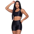 Conjunto Fitness Top e Short New Zig 3D Vekyo - Feminino PRETO